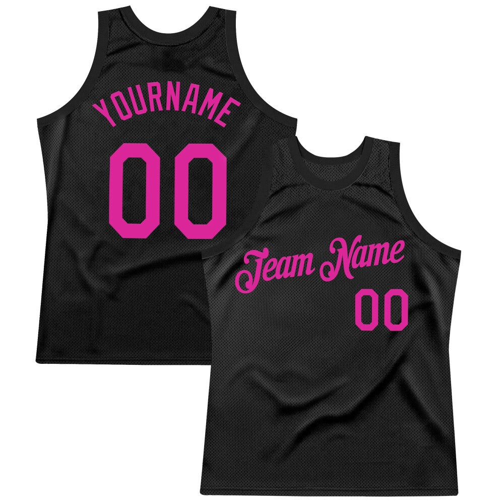 Custom Black Deep Pink High-quality Throwback Basketball Jersey