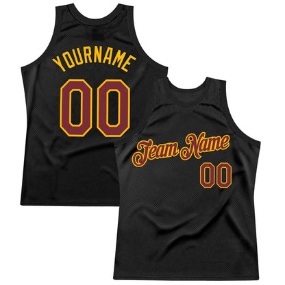 Custom Black Burgundy-Gold High-quality Throwback Basketball Jersey