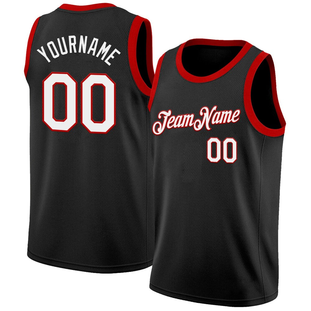 Custom Black White-Red High-quality Basketball Jersey