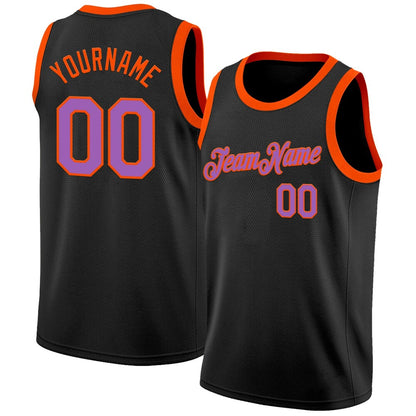 Custom Black Medium Purple-Orange High-quality Basketball Jersey