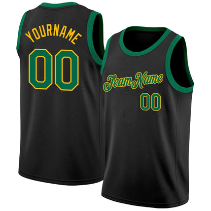 Custom Black Kelly Green-Gold High-quality Basketball Jersey