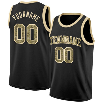 Custom Black Camo-Cream High-quality Basketball Jersey