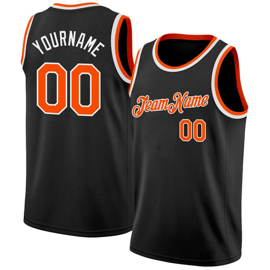 Custom Black Orange-White High-quality Basketball Jersey