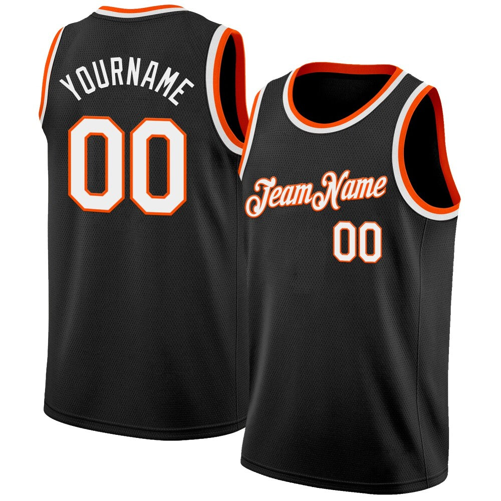 Custom Black White-Orange High-quality Basketball Jersey