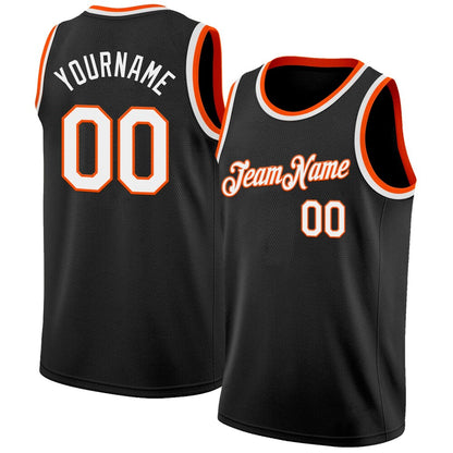 Custom Black White-Orange High-quality Basketball Jersey