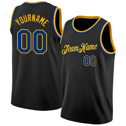Custom Black Royal-Gold High-quality Basketball Jersey