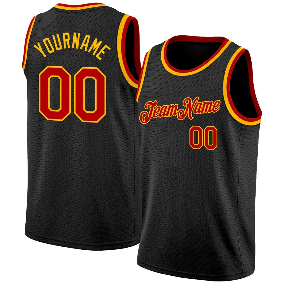 Custom Black Red-Gold High-quality Basketball Jersey