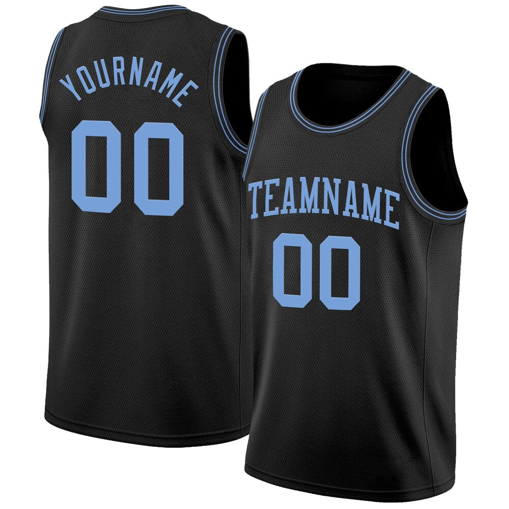 Custom Black Light Blue High-quality Basketball Jersey