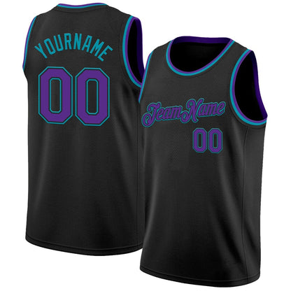 Custom Black Purple-Teal High-quality Basketball Jersey