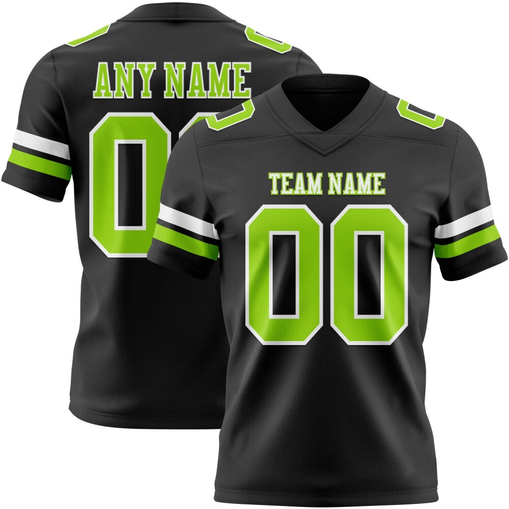 Custom Black Neon Green-White High-quality Football Jersey