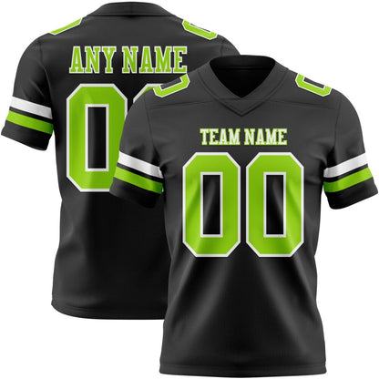 Custom Black Neon Green-White High-quality Football Jersey