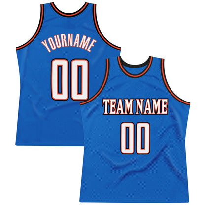 Custom Blue White-Orange High-quality Throwback Basketball Jersey
