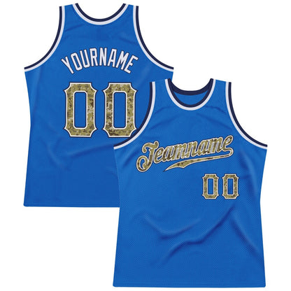 Custom Blue Camo-Navy High-quality Throwback Basketball Jersey