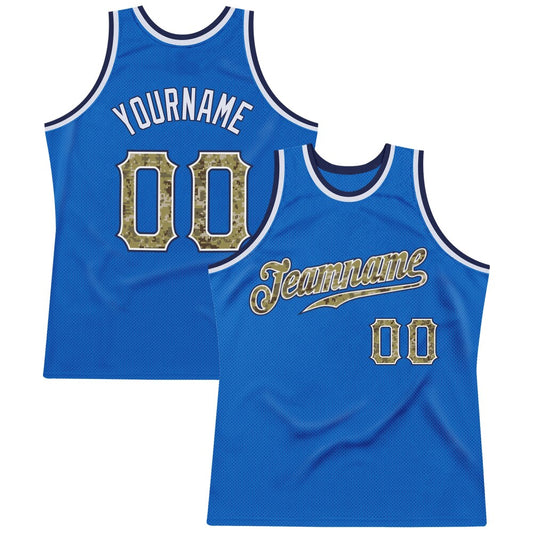 Custom Blue Camo-Navy High-quality Throwback Basketball Jersey