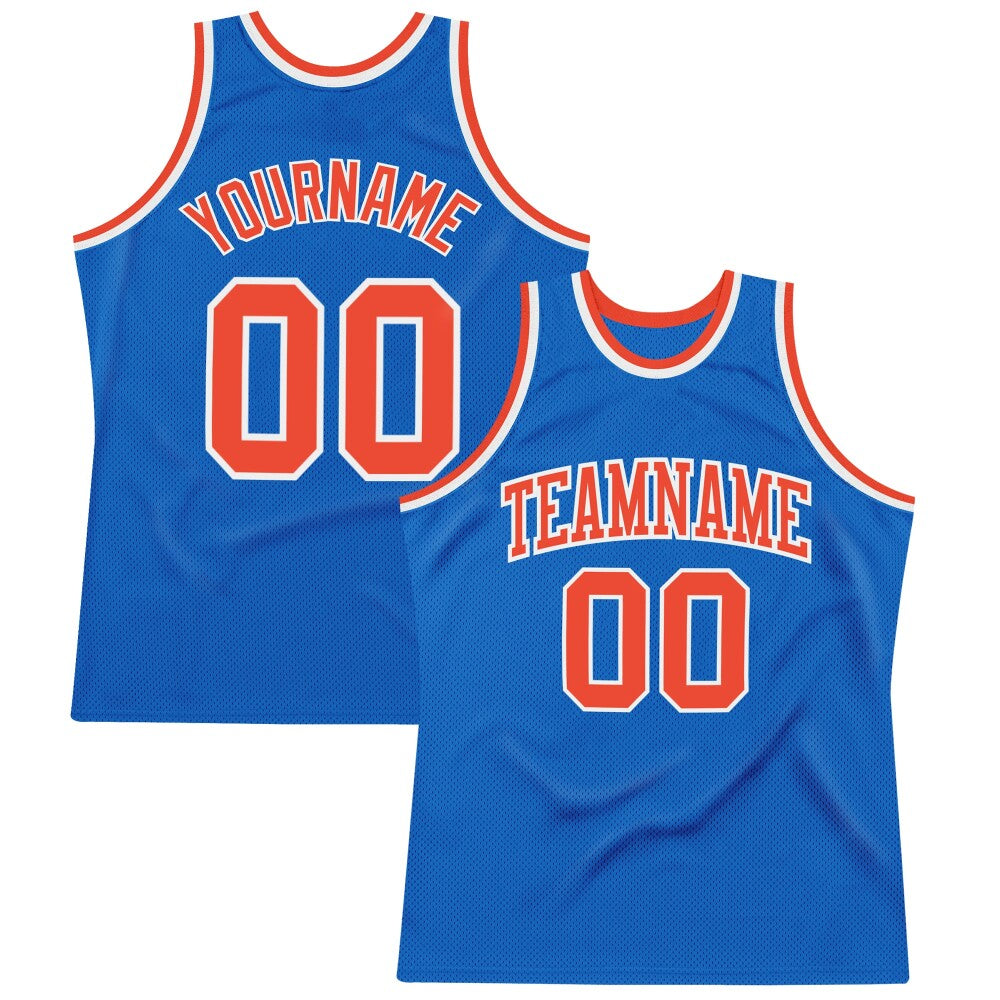 Custom Blue Orange-White High-quality Throwback Basketball Jersey