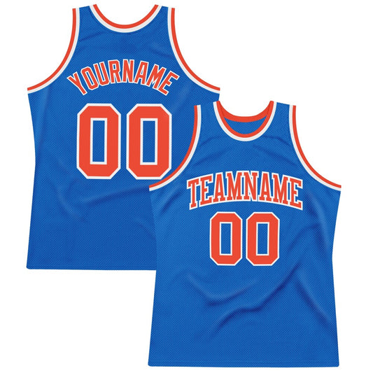 Custom Blue Orange-White High-quality Throwback Basketball Jersey