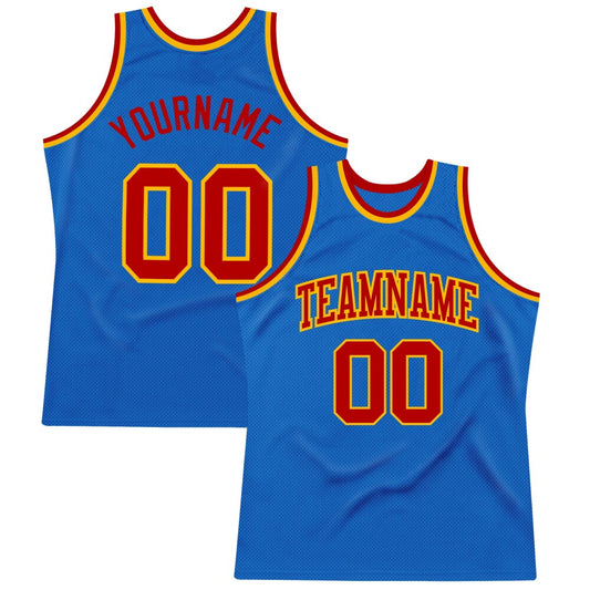 Custom Blue Red-Gold High-quality Throwback Basketball Jersey