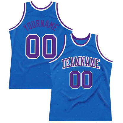 Custom Blue Purple-White High-quality Throwback Basketball Jersey