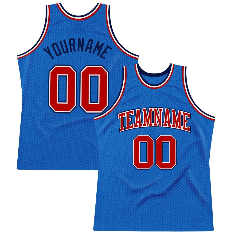Custom Blue Red-Navy High-quality Throwback Basketball Jersey
