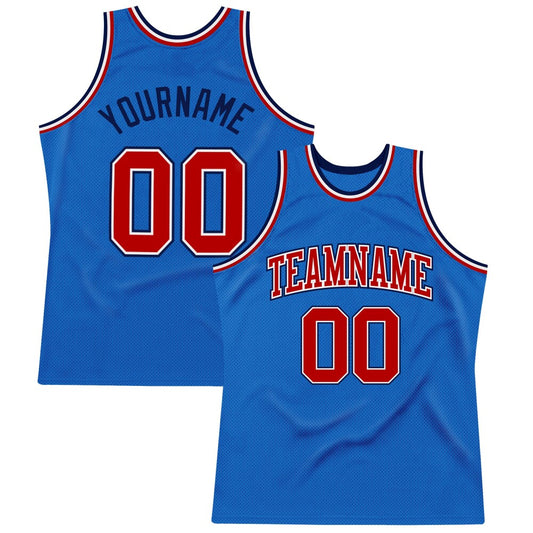 Custom Blue Red-Navy High-quality Throwback Basketball Jersey