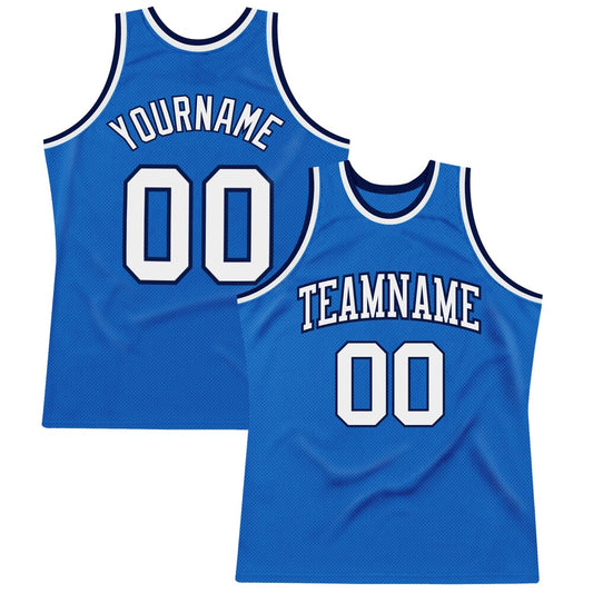 Custom Blue White-Navy High-quality Throwback Basketball Jersey