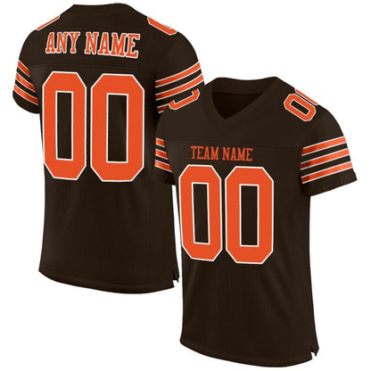 Custom Brown Orange-White Mesh High-quality Football Jersey