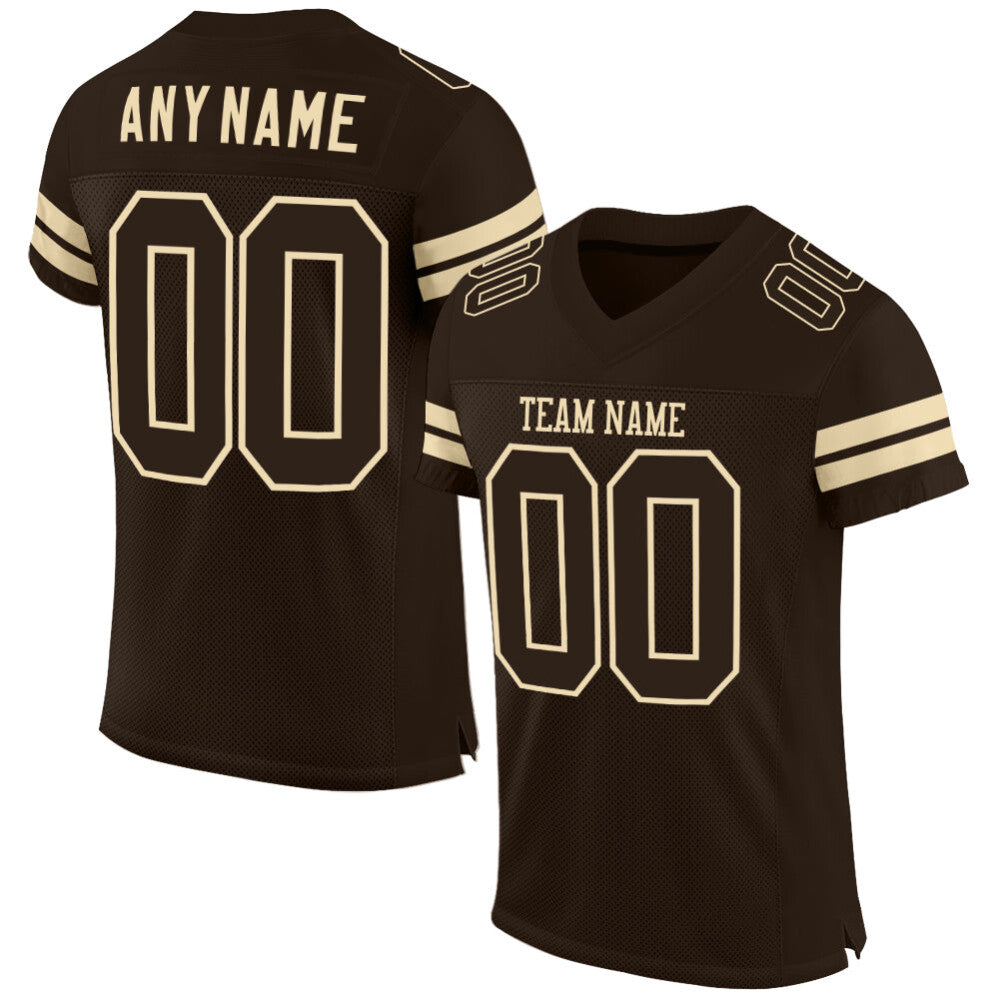 Custom Brown Brown-Cream Mesh High-quality Football Jersey