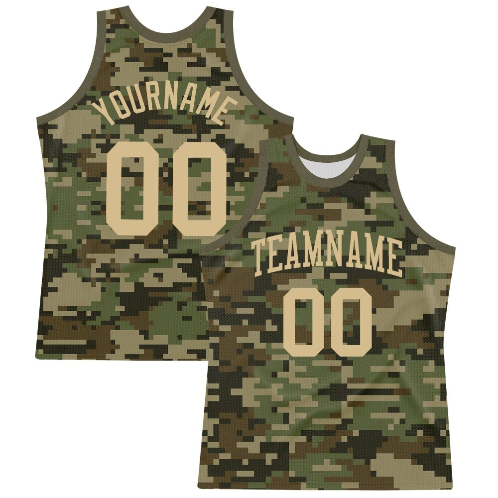 Custom Camo Vegas Gold-Olive Round Neck Sublimation Salute To Service Basketball Set Jersey