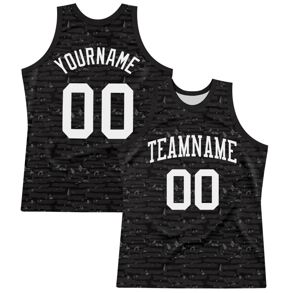 Custom Black White Fragment Art Round Neck Sublimation Basketball Set Jersey
