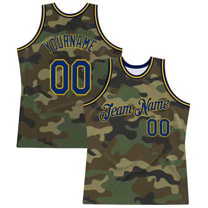 Custom Camo Royal-Gold High-quality Salute To Service Basketball Jersey