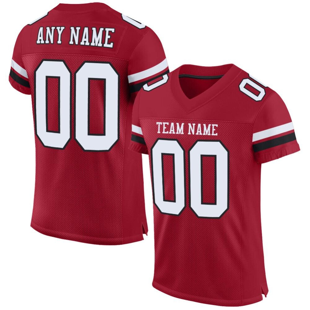 Custom Cardinal White-Black Mesh High-quality Football Jersey