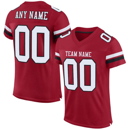Custom Cardinal White-Black Mesh High-quality Football Jersey