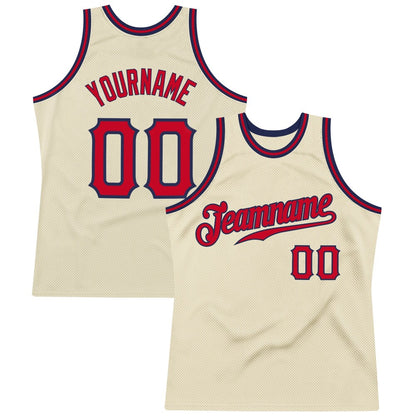 Custom Cream Red-Navy High-quality Throwback Basketball Jersey