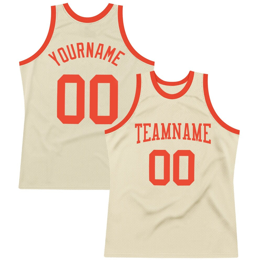 Custom Cream Orange High-quality Throwback Basketball Jersey