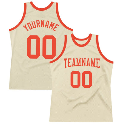 Custom Cream Orange High-quality Throwback Basketball Jersey