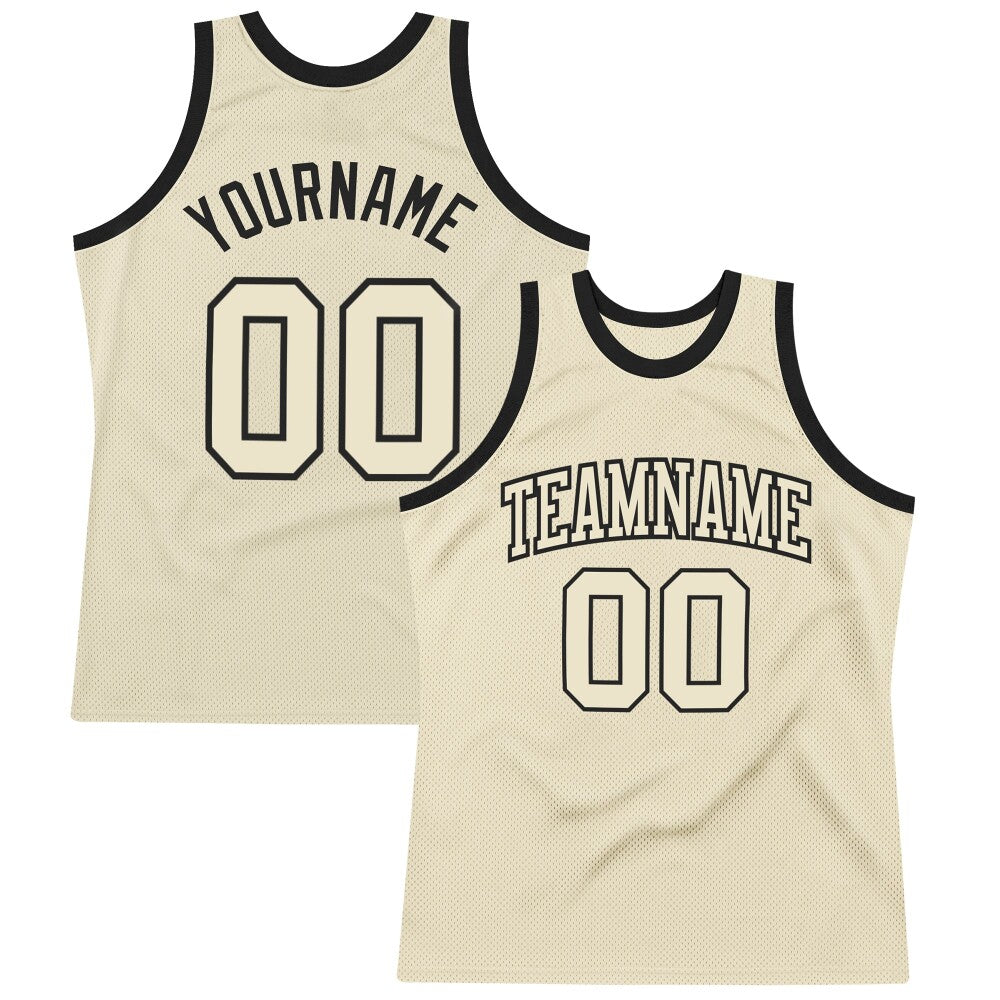 Custom Cream Cream-Black High-quality Throwback Basketball Jersey