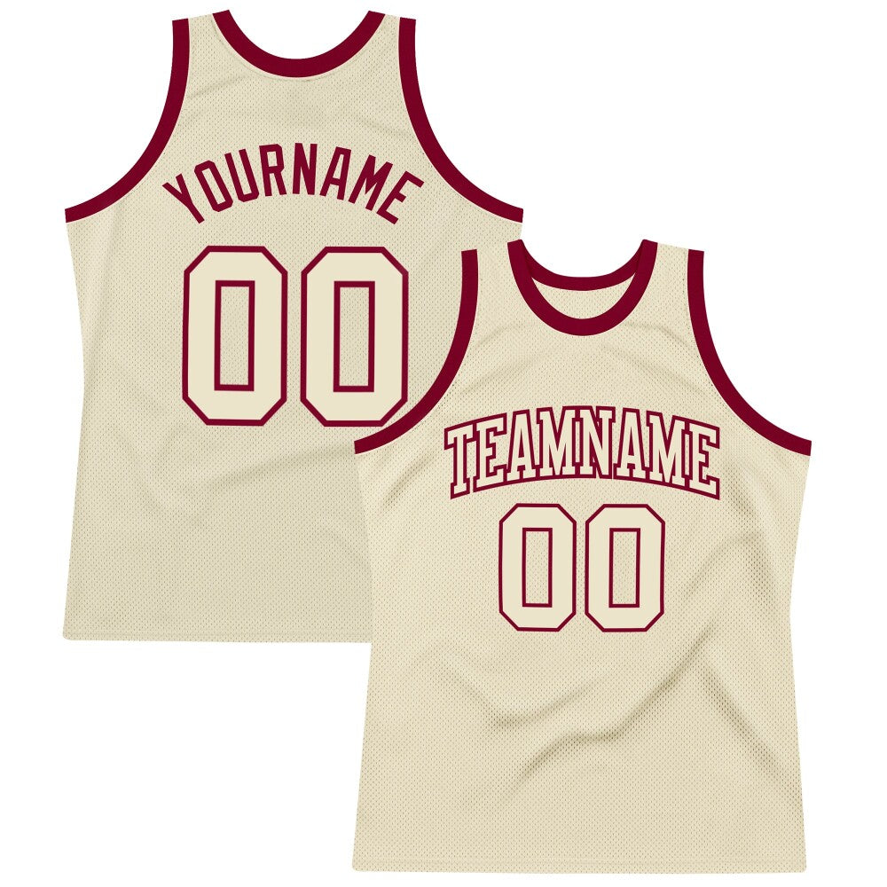 Custom Cream Cream-Maroon High-quality Throwback Basketball Jersey