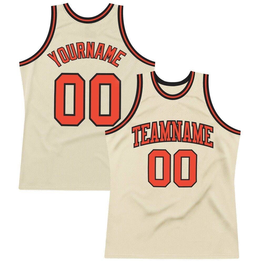 Custom Cream Orange-Black High-quality Throwback Basketball Jersey