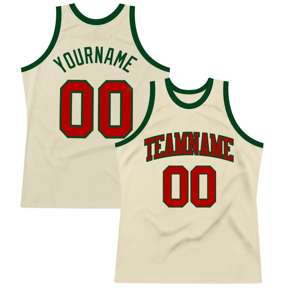 Custom Cream Red-Green High-quality Throwback Basketball Jersey