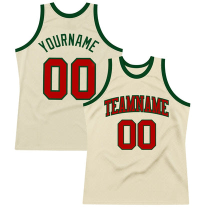 Custom Cream Red-Green High-quality Throwback Basketball Jersey