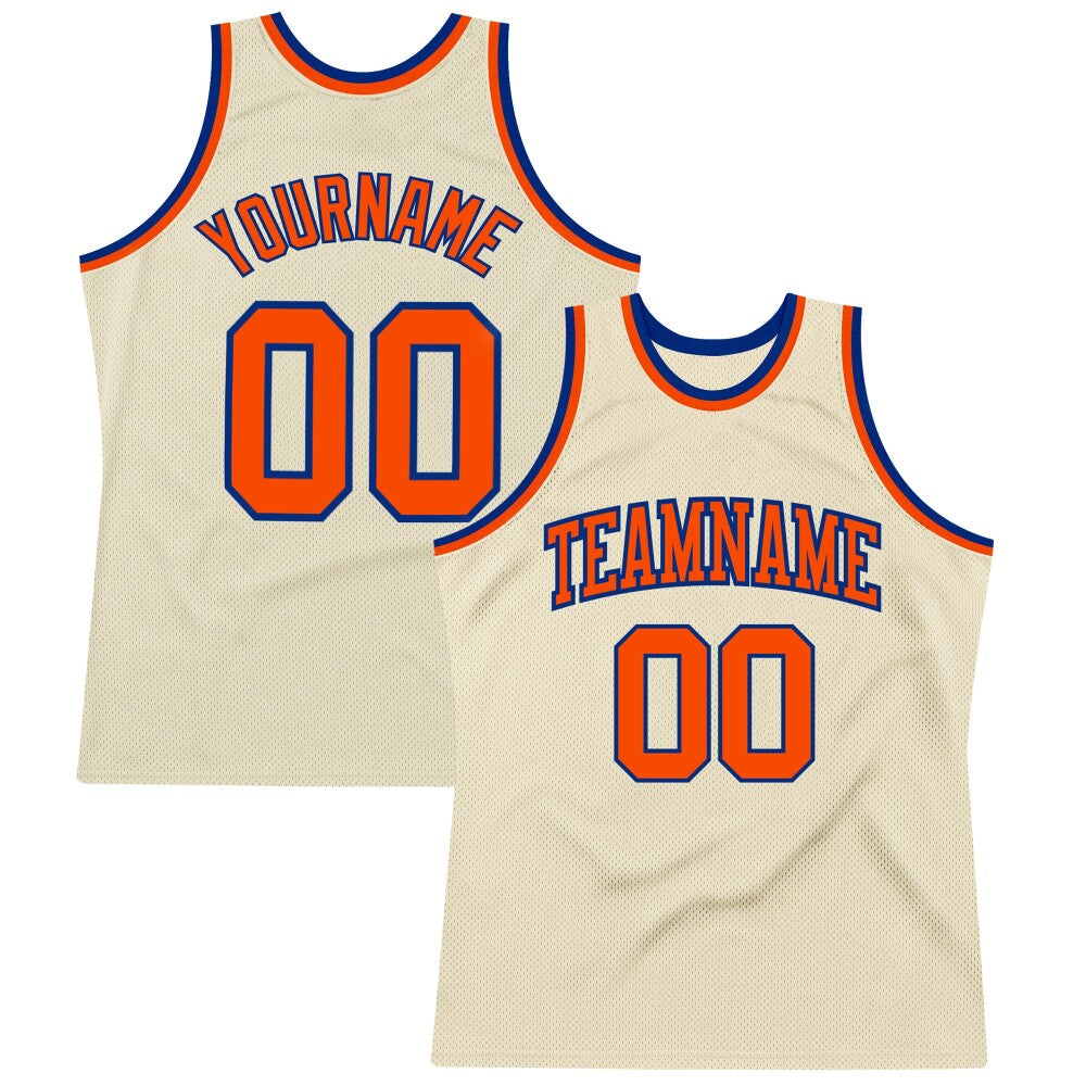 Custom Cream Orange-Royal High-quality Throwback Basketball Jersey