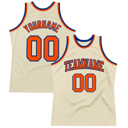 Custom Cream Orange-Royal High-quality Throwback Basketball Jersey