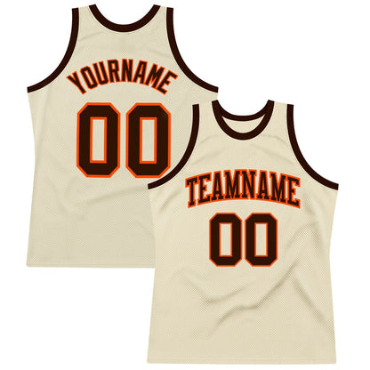 Custom Cream Brown-Orange High-quality Throwback Basketball Jersey
