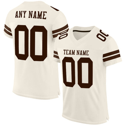 Custom Cream Brown Mesh High-quality Football Jersey