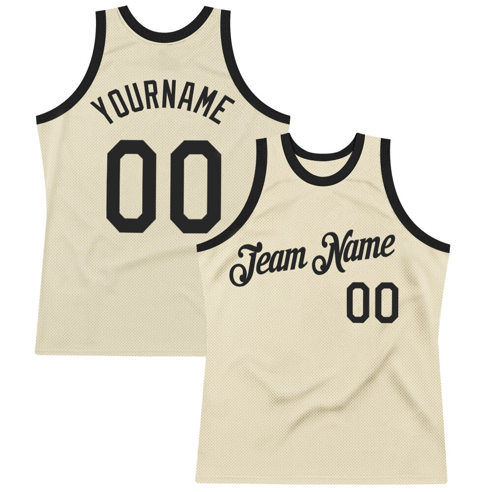 Custom Cream Black High-quality Throwback Basketball Jersey