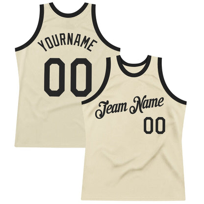 Custom Cream Black High-quality Throwback Basketball Jersey