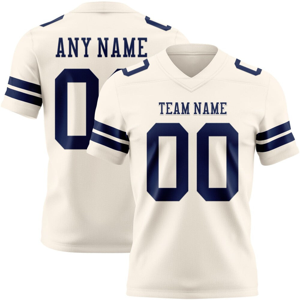 Custom Cream Navy High-quality Football Jersey