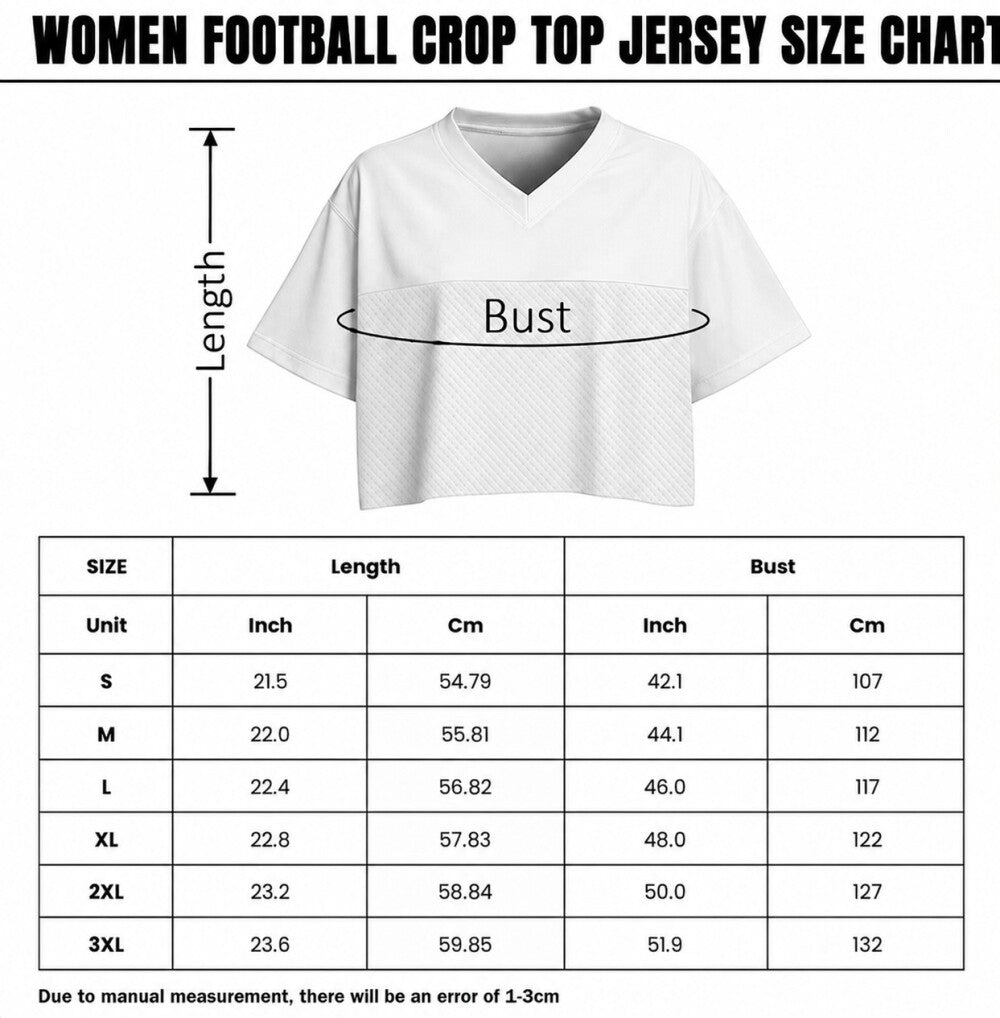 Personalize Crop Top Football Jersey for Women & Girls, Custom Team Name Number Logo Women Crop Tee, Team Sports Croptop Streetwear Shirts