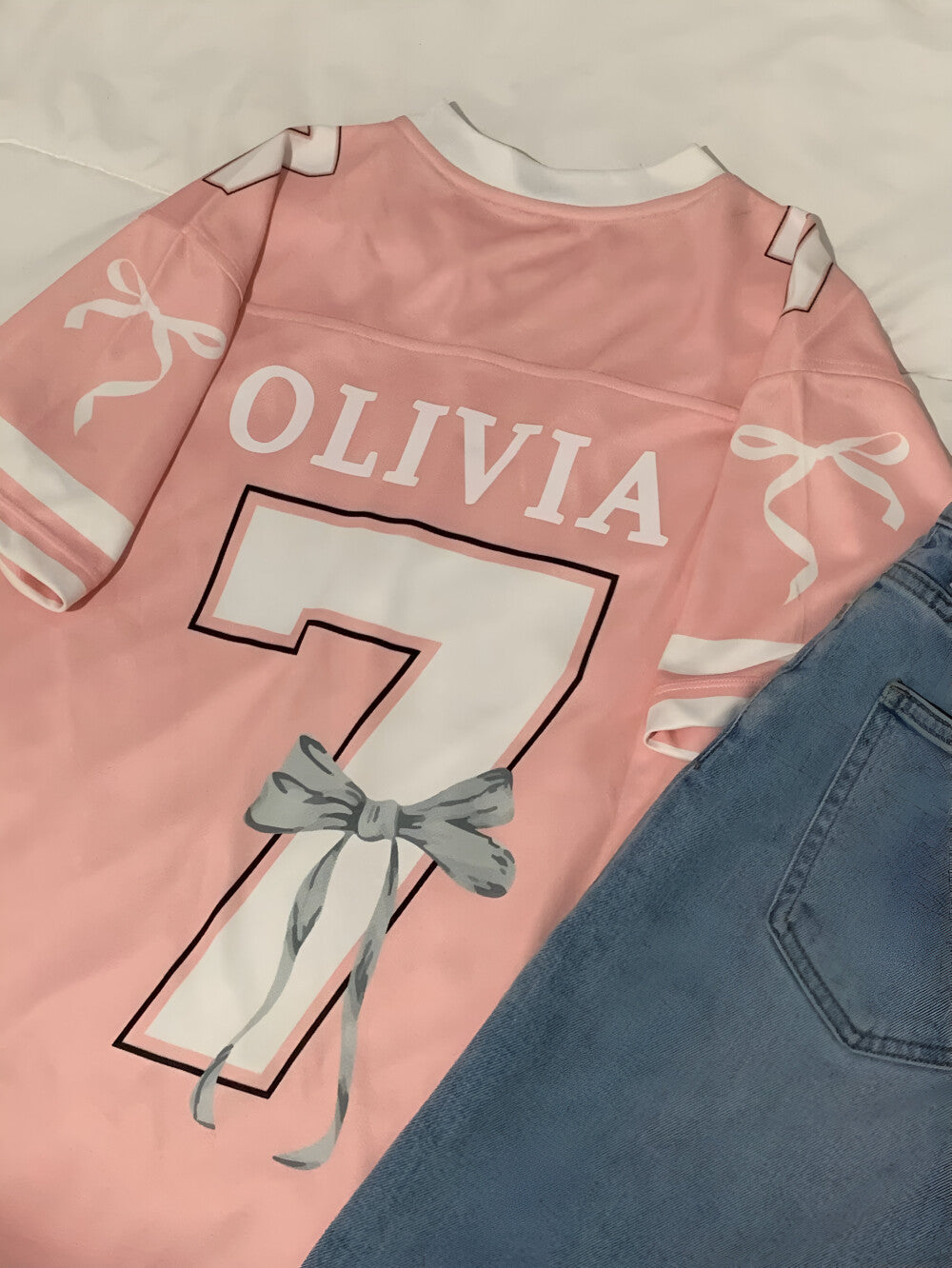 Custom Coquette Jersey, White Blue Custom Jersey, Personalized Bloom Jersey, Women Custom Name Number Jersey, Gift For Women