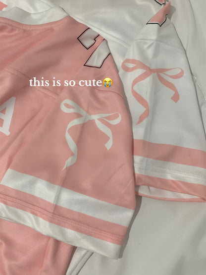 Custom Coquette Jersey, Pink White Custom Jersey, Personalized Bloom Jersey, Women Custom Name Number Jersey, Gift For Women